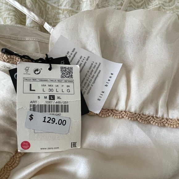 Zara Women Mulberry Silk Blend Lingerie/Mini Dress - Size Large NWT - Picture 5 of 5